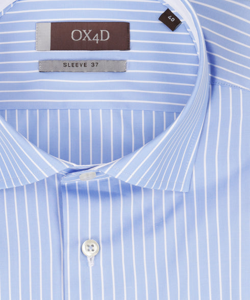 Blauw overhemd met witte strepen (Extra lange mouwen)